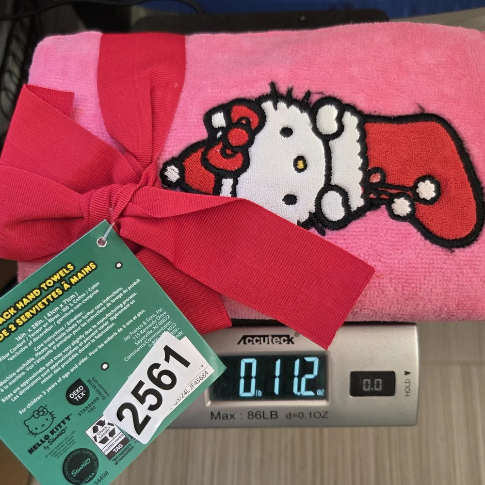 Hello Kitty Pink Kitchen Or Bath Hand Towels Red Christmas Stocking